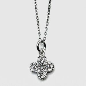 New Freida Rothman Mini Pave Clover Sterling Silver Designer Necklace